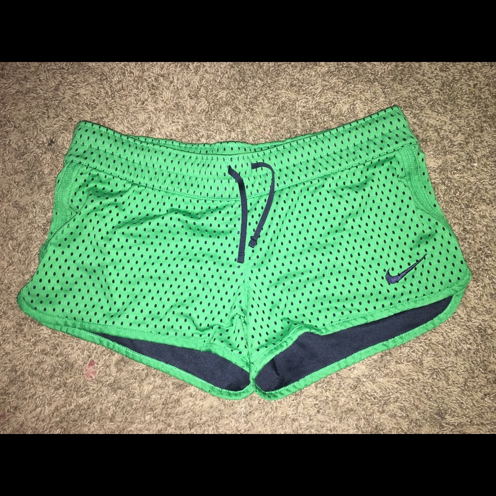 Nike Green Mesh Athletic Shorts with Navy Liner